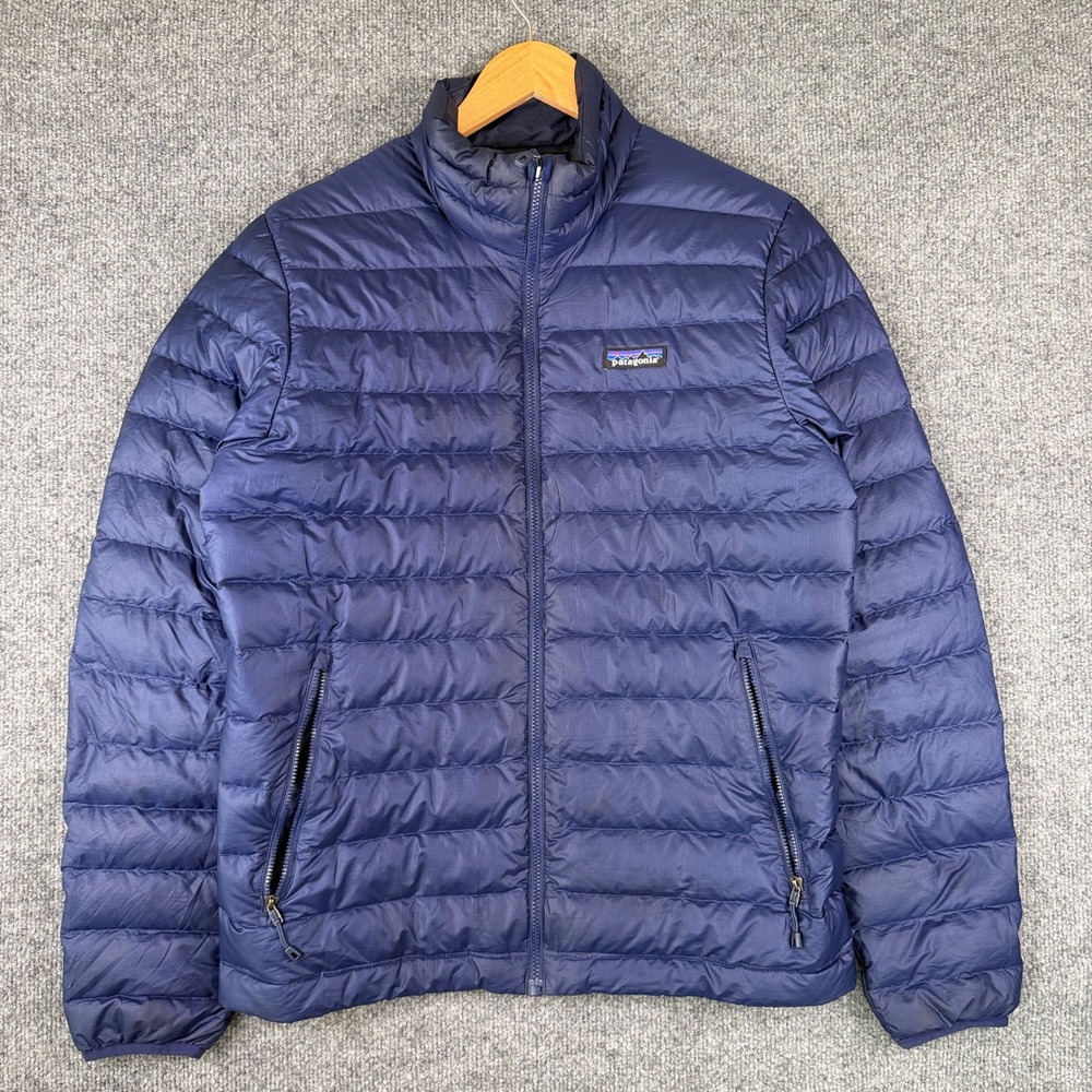 Patagonia Down Sweater Jacket Mens S Navy Blue Puffer Full Zip Outdoor 84674